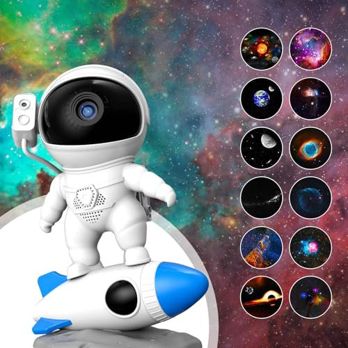 Astronaut Projector, Star Sky Projector with Night Light, Planetarium Projector, Galaxy Nova Projector, Astronaut Projector for Children and Adults (Rocket)