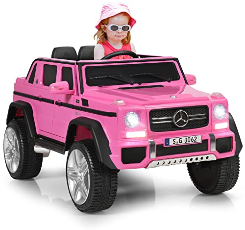GOPLUS 12V Kinder Elektroauto Mercedes-Benz Maybach mit 2,4 Ghz Fernbedienung, Kinderfahrzeug mit Softstart, 2,5-5,5km/h, USB, MP3, LED-Licht, Sicherheitsgurt, für Kinder 3-8 Jahre alt (Rosa)