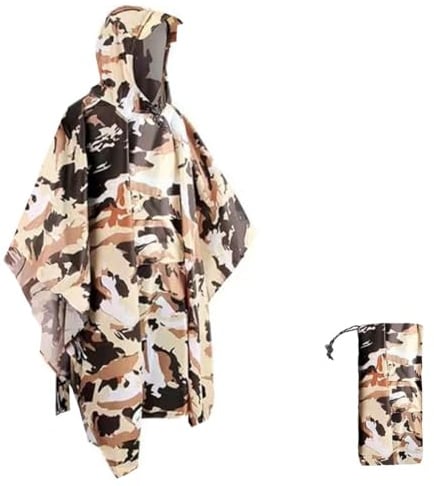 HYCOPROT Waterproof Raincoat Poncho Adults,3 in 1 Multifunctional Lightweight Reusable Rain Cape for Outdoor Hiking Camping Cycling Traveling Waterproof Raincoat (Camouflage)