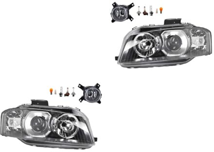 Johns, Scheinwerfer Satz Xenon passend für Audi A3 8P 05/2003-07/08 D2S H7 Links & Rechts + Nebelscheinwerfer + Leuchtmittel