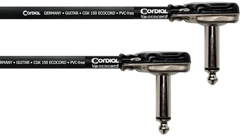 CORDIAL - 15 cm Gitarren-Patchkabel, Rean-Stecker, abgewinkelt, Pancake - ECL ECOCORD-0.15RR-PCAKE