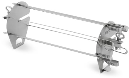 Weber Crafted Set di spiedini per girarrosto/Supporto con 6 spiedini in Acciaio Inox, Lavabili in lavastoviglie, Lunghezza 40 cm – Argento (7685)