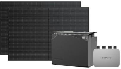 EcoFlow Powerstream Centrale de balcon avec mémoire 0% VAT, micro-onduleur couplé au réseau Wi-Fi 800 W, batterie étanche 2 kWh, panneaux solaires rigides de 400 W, 2 commandes par application,