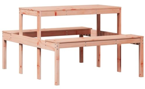 vidaXL Picknicktisch, Picknick Sitzgruppe Latten-Design, 1 Tisch mit 2 Bänken Biertisch Bierbank, Gartenmöbel Sitzgarnitur, Massivholz Douglasie