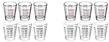 Ficher 12 Stück Messung Becher Espresso Schnapsglas Glas Flüssigkeit Schweres Glas Wein Glas 26-Schritte Messung 1 Unzen, 6, 2, 30Ml