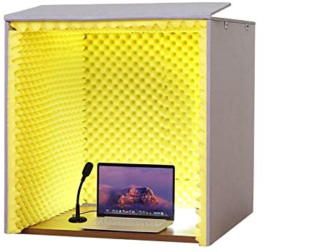 Portable Soundproof Booth 80 * 80 * 80CM portable vocal booth for home studio Studio Recording Microphone Isolation Shield High Density Absorbent Foam to Filter Vocal for Desktop Studio Podcast