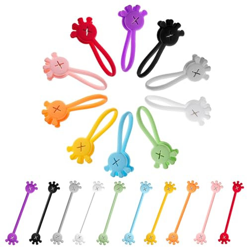 Wiederverwendbare magnetische Silikon-Kabelbinder für Zuhause, Schule, Büro, Kabel-Organizer, magnetischer Kabelhalter, Kabel-Organizer, Kühlschrankmagnete, 20 Stück