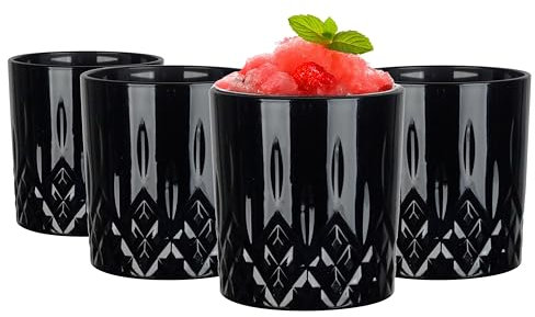 Glasmark Krosno Whisky Gläser Set Whiskey Rum Gin Bourbon Cocktail Glas Trinkgläser Geschenke Geschenk Set Geburtstaggeschenk Für Männer Whiskyliebhaber Alkohol Zubehör Schwarz 4 x 280 ML