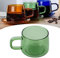 Taza de café transparente de 250 ml, taza de borosilicato de vidrio para té, agua, leche con asa, succinita para café, cereales, yogur, bebidas (verde)