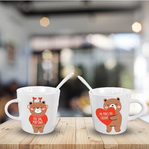 Set 2 Tazzine Da Caffè Con Cucchiaino