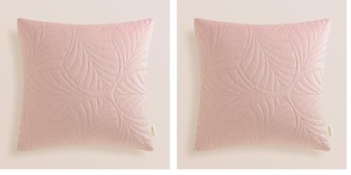 room99 Housse de Coussin Feel 45 x 45 cm Taie d'oreiller pour Coussins Canapé avec Fermeture éclair Invisible Velours Rose poudré (Lot de 2)