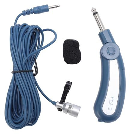 Gugxiom Microphone pour Instrument sans Fil à Condensateur, Prise Mâle Omnidirectionnelle 3,5 Mm, Adaptateur 6,35 Mm, Clip sur Instrument de Musique, Micro Cravate pour Guitares