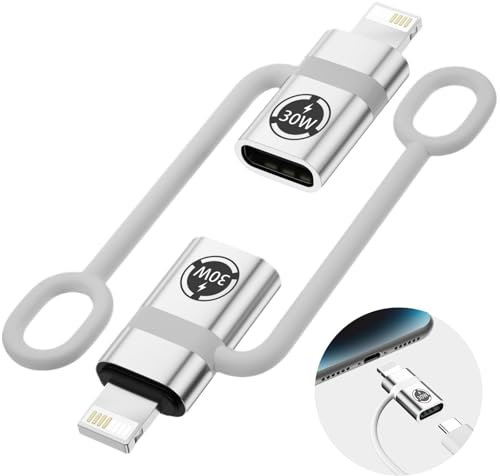 QEEYON 2 Pack USB C Female to Lightning Male Adapter, USB C to Lightning Adapter Support 30W PD Fast Charging & Data Transfer for iPhone 14/13/12/11/iPad/Air/Mini/Airpods, Not for Headphone/Audio/OTG