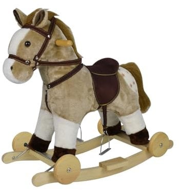 Chipolino Schaukelpferd Sound, mit Räder, sattelförmiger Sitz, Holzgriffe Plüsch, Farbe:braun