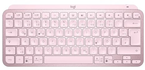Logitech MX Keys Mini - Tastatur mit Hintergrundbeleuchtung, Bluetooth Tastatur, Windows, macOS, iPadOS, Android, ChromeOS, Deutsch QWERTZ-Layout - rosa【Bulk - ohne Verpackung】