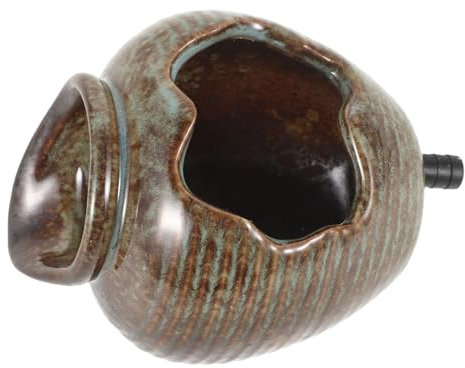 KONTONTY Fontaine Solaire Décorative pour Bassin Pot en Céramique À Fond Ouvert pour Aquarium Et Plantes Aquatiques