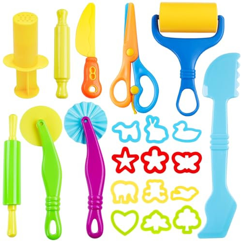 XIATIAN 21-teiliges Knetwerkzeug Set für Knetwerkzeug ab 2 Jahre, Knetzubehör für Knete Play-Doh Zubehör, Knetzubehör Knete Spielzeug, Plastilin Werkzeuge für Kreatives Spielen mit Knete
