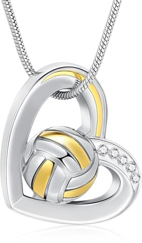 AIWENXI Herz Kremation Schmuck Waterpolo/American Football/Basketball/Fußball Urne Halsketten für Männer Frauen Erinnerungsstücke Memorial Ashes Halter Anhänger Schmuck