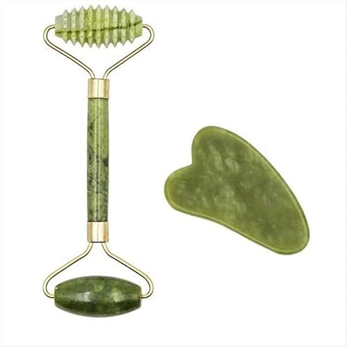 Ortorex Rouleau De Massage Du Visage En Jade Et Outil De Levage Gua Sha (Vert clair)