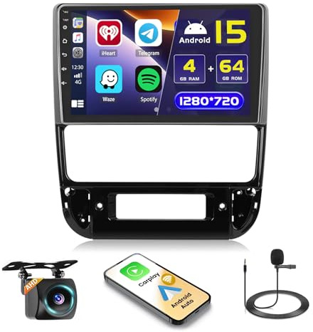 Hikity 4+64G 9 Radio Android para Peugeot 406 1999-2004 Wireless CarPlay | Pantalla Táctil GPS Navi Bluetooth WiFi FM/RDS Cámara Trasera Control del Volante 4+64G