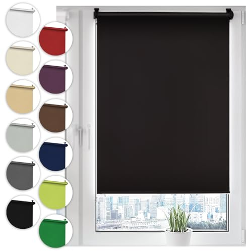 Sonello Verdunkelungsrollo Klemmfix ohne Bohren Rollo 80cm x 100cm Schwarz | Fenster Rollos Für Innen, Klemmrollo, Verdunklungsrollo, Sonnenschutzrollo, Seitenzugrollo für Fenster & Türen, Fensterrollo
