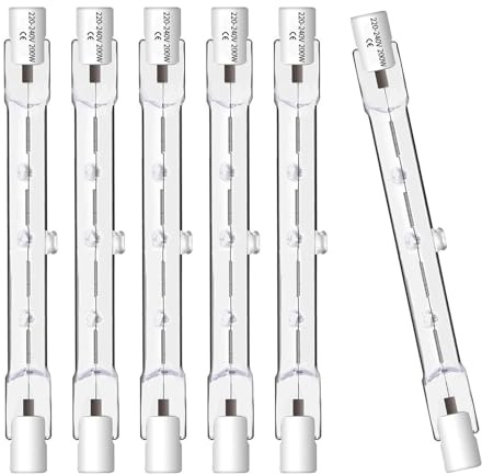 Trubuyware R7S 118mm Halogen leuchtmittel 200 Watt, Halogenstab 118mm 200W 6er Pack, R7S Halogenlampe 230V 2700K Warmweiß Dimmbar für Arbeitsleuchten Sicherheitsleuchten Landschaftsleuchten