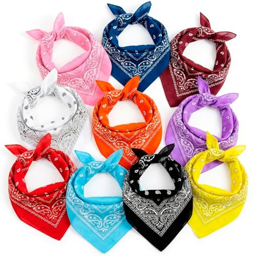 Bandana 10er Pack reine Baumwolle Halstuch für Herren und Damen