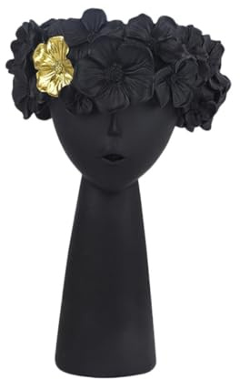 Dekorative Vase aus Kunstharz mit Behälter, rutschfest, Schwarz | Kreativer Stil für Wohnzimmer und Schlafzimmer, Beweglicher Behälter, Heimdekoration, Tischakzent