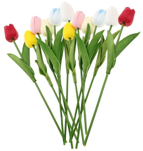 DIYEAH 12pcs Fake Tulips Props Decorative Fake Flower Tulip Artificial Flowers with Craftsmanship Abs Pvc Material Convenient Storage Home Decor