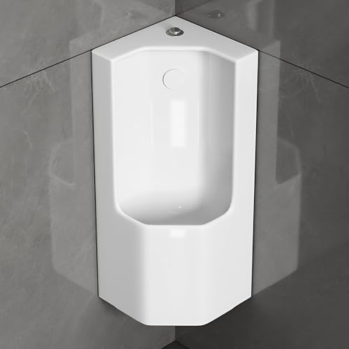 Urinal Eck Wandmontiertes Urinal, Platzsparende Badezimmer Urinale für Männer, Modernes Keramik Urinal mit Oberem Spülanschluss, Kompakte Toilette(Floor Drainage)