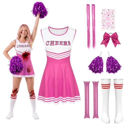 AYBUY Cheerleader Costume Women, Cheerleader Fancy Dress Outfit Uniform, Red (S)