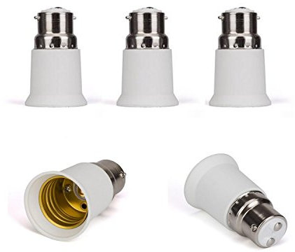 Bayonet BC Cap B22 to E27 ES Edison Screw Light Bulb Lamp Base Socket Converter [Indoor Use] Extender Adaptor Holder Fitting 220-240V B22 to E27 Lamp Socket Converter[5 Pack]