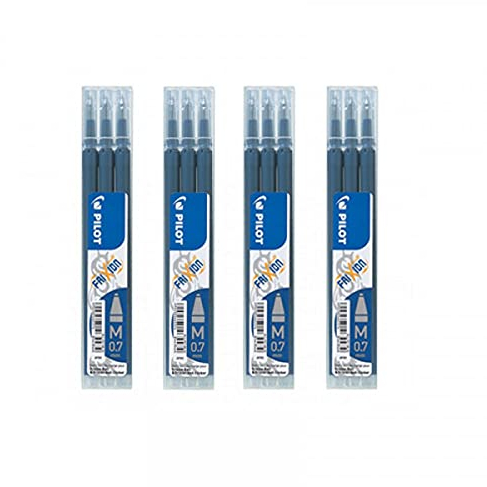Pilot FriXion Ball Tintenroller 0,7 Ersatzminen Nachfüllminen | 4 Set á 3 Stk Blauschwarz