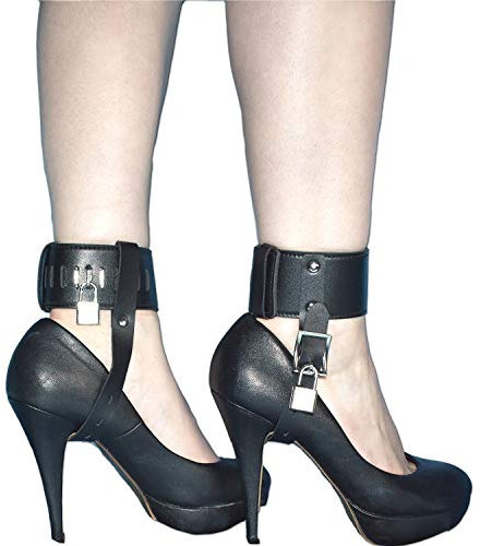 Weiche Bondage Schuh-Fesseln im Set - Fetisch Fußfesseln für High-Heels - abschließbare Gelenk Fesseln - Erotik Kunstleder BDSM Sexspielzeug + Minischlösser