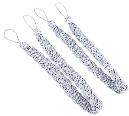 VORCOOL 2ST Vorhang Raffhalter Klassische Strick Vorhang/Gardinen geflochte Seil Holdbacks (Silbergrau)