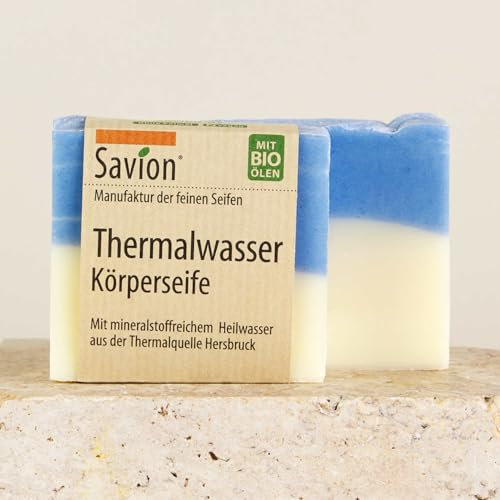 Savion Thermalwasser Körperseife,für jede Haut, Vegan, Palmölfrei, Plastikfrei, 80g