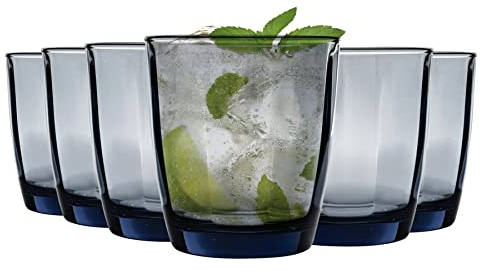 Bormioli Rocco Verres Tumbler Pulsar - à facettes/coloré - 300 ML - Bleu océan - Lot de 6