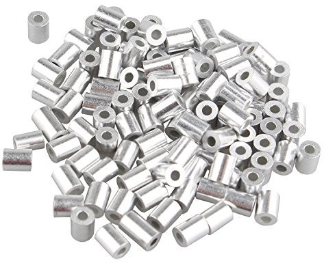 Futheda Lot de 100 clips à sertir en aluminium avec embouts ronds pour câble métallique de 1,5 mm Argenté