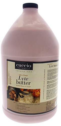 Cuccio Naturale Lyte Ultra-Sheer Body Butter - Replenishing Scented Moisturizer Cream - Deep Hydration To Repair Dry Skin - All Natural, Cruelty-Free Formula - Vanilla Bean And Sugar - 1 Gal