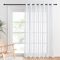 PONY DANCE White Curtains - Wide Width Curtains Living Room Decoration Linen Voile Curtain Cross Pattern Half Transparent Bright Filter, Length 254 cm x Height 210 cm, White, 1 Piece
