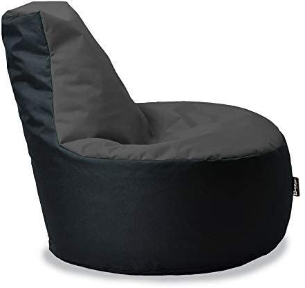 BuBiBag Gamer Sitzsack, Lounge Sessel, Gaming Sitzsäcke, Indoor & Outdoor Kissen für Kinder und Erwachsene (Anthrazit-Schwarz;Ø:80cm)