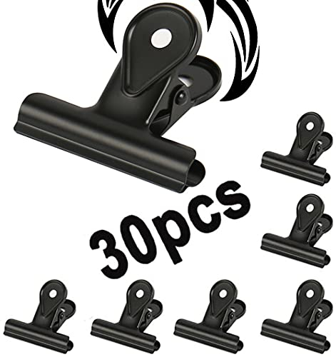 Schwarz 20mm Small Bulldog Clips, Water Drop Clip , 30 Pack Metal Hinge Clips File Paper Money Binder Clamps for Tags Bags, Photos Decorative Clip, Office and Home Kitchen