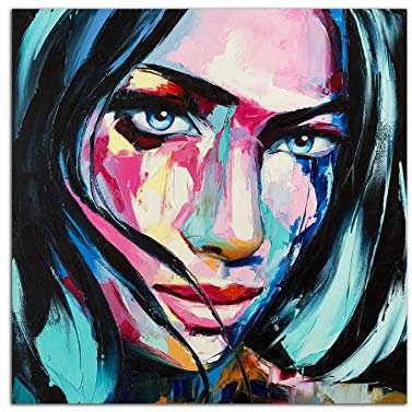 Startonight Impression Sur Verre Acrylique Tableau - Portrait de Belle Femme - Moderne Image pour la Décoration de la Maison 60 x 60 cm