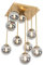 Qazqa - Landhaus I Vintage Moderne Deckenleuchte I Deckenlampe I Lampe I Leuchte Gold I Messing 9-Lichter mit Rauchglas - Athen I Schlafzimmer - Rund - LED geeignet G9