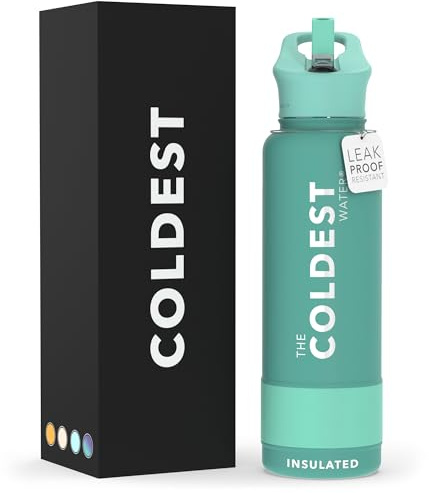 Coldest Insulated Water Bottle with Straw Lid - Stainless Steel Metal Insulated Bottle for Men & Women (Terraform Green, 40 oz)