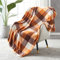 SOCHOW Couverture Plaid Polaire Lit pour Canapé en Molleton, Couverture Jeté en Flanelle à Carreaux Toute Saison 150 x 200 cm, Orange