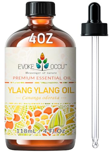 EVOKE OCCU Ylang Ylang Essential Oil for Skin, Hair, Aromatherapy, Diffuser | Add a few Drops to Diffuser or Humidifier for a Pleasant Aromatherapy - 118mL / 4.16 fl.oz