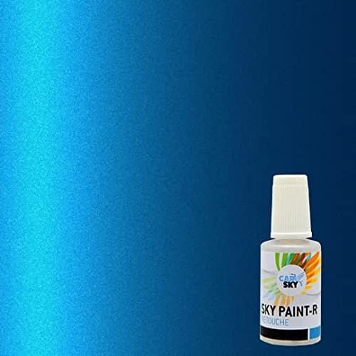 CARSKY stylo retouche peinture carrosserie compatible avec Renault Bleu Alpine Nacre RQR (flacon pinceau 20ml) + vernis brillant (flacon pinceau 20ml)