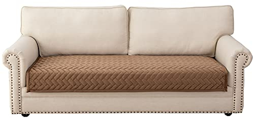 Eismodra Sofa Überzug,Sofabezug 3 Sitzer,Anti-Rutsch-Couch Überzug für L Form Sofaschoner Chaiselongue Ecksofa 2 Sitzer Schonbezüge Wohnzimmer Sessel Hunde Haustiere,Braun,90x210cm(nur 1 Stück)