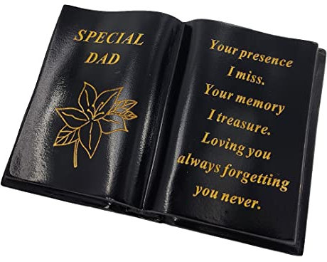 AngraveMemorials Livre commémoratif en forme de livre noir avec fleur de lys doré